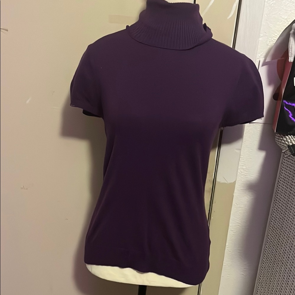 Take Out Fitted Purple Cap Sleeve Blouse